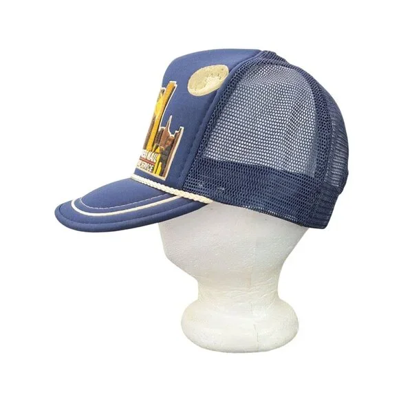 Vintage USPS Trucker Hat Express Mail Eagle Blue Mesh Snapback Rope Twin Towers - Picture 6 of 13